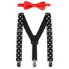 IBTOM CASTLE Kids Baby Y Back Adjustable Elastic Suspender Strong Clip-on Braces Bow Tie Set for Boys & Girls Black & White Star One Size view 1