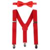 IBTOM CASTLE Kids Baby Y Back Adjustable Elastic Suspender Strong Clip-on Braces Bow Tie Set for Boys & Girls Red One Size view 1