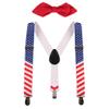 IBTOM CASTLE Kids Baby Y Back Adjustable Elastic Suspender Strong Clip-on Braces Bow Tie Set for Boys & Girls Striped Flag One Size view 1
