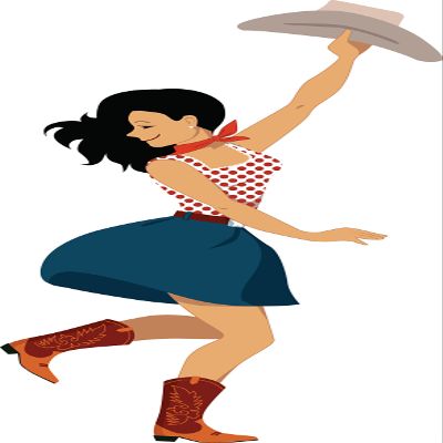 Cool Western Cowboy Line Square Dance Cartoon Person Vinyl Decal Sticker (12" Tall, Woman)