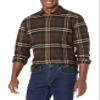 Amazon Essentials Men's Long-Sleeve Flannel Shirt, Dark Brown Plaid, Large view 1