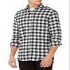 Amazon Essentials Men's Long-Sleeve Flannel Shirt, Black Buffalo Plaid, X-Small view 1