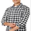 Amazon Essentials Men's Long-Sleeve Flannel Shirt, Black Buffalo Plaid, X-Small view 4