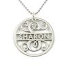 AJ's Collection Sterling Silver Fancy Round Initial and Name Necklace. Choice of 925, 14k Gold Plate, or Rose Gold Plate Over Sterling Silver view 1