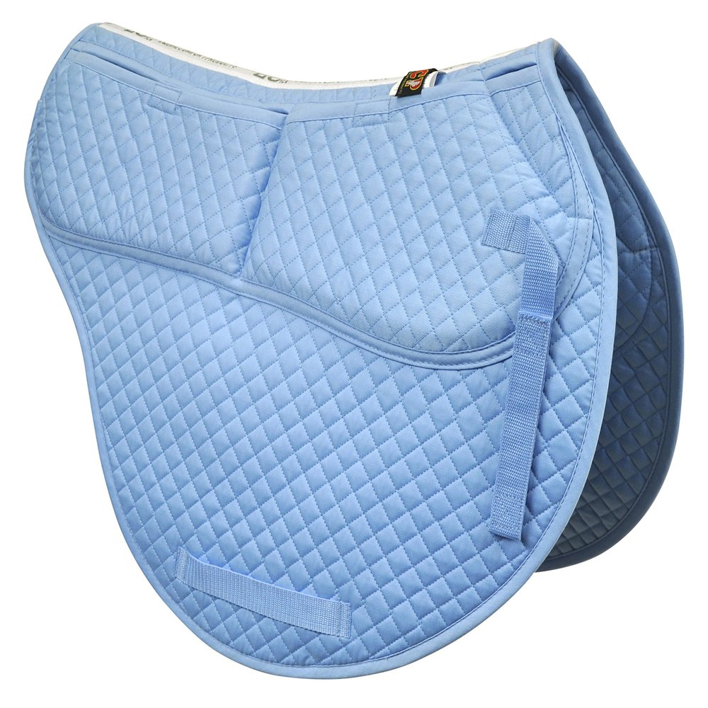 ECP Equine Comfort Products All-Purpose Contoured Correction Saddle Pad with Adjustable Memory Foam Inserts for Custom Support, Non-Slip, Shock Absorbing, 22 Spine, 19.5 Drop, Light Blue