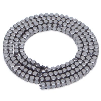 AD Beads 170 Pieces Natural Hematite Square Corn cuted Cube Loose Beads 16" for Necklace, Bracelet, Earring, Anklet Jewelry Making or Crafty Design(2x2mm, Metallic Black Hematite)