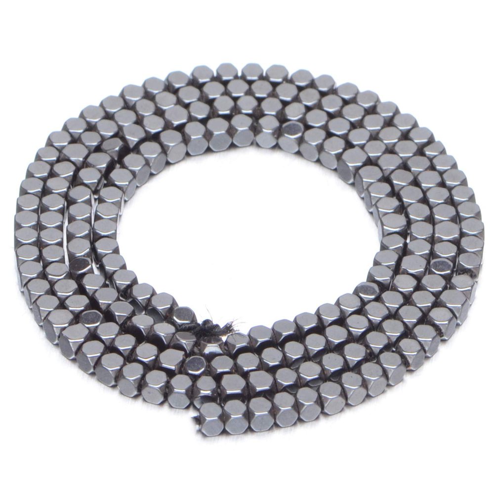 AD Beads 170 Pieces Natural Hematite Square Corn cuted Cube Loose Beads 16" for Necklace, Bracelet, Earring, Anklet Jewelry Making or Crafty Design(2x2mm, Metallic Black Hematite)