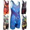KO Sports Gear Unisex Wrestling Singlet for Adult Wrestlers - Wrestling Singlet for Men & Women - Bold Durable Uniform, Stretchy Breathable Material - Blue Phoenix, Adult XX-Large view 1