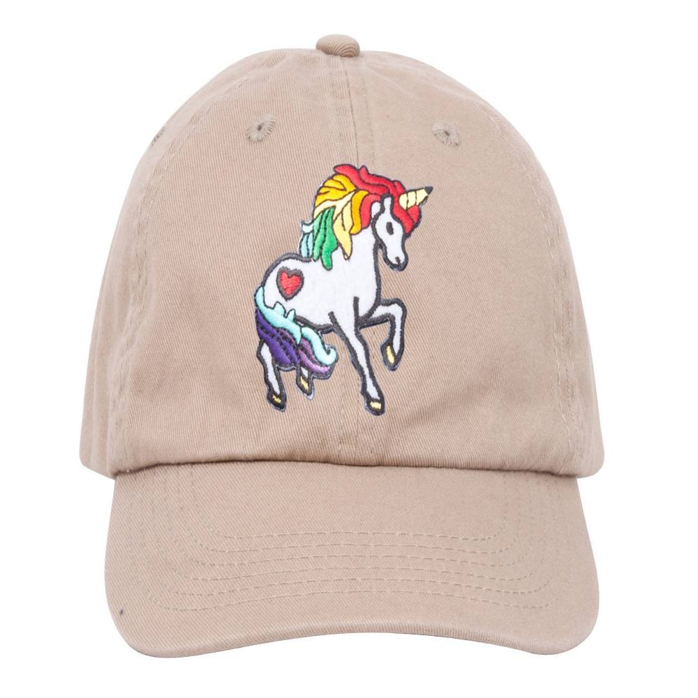 Unicorn Youth Sized Adjustable Baseball Hat, Khaki