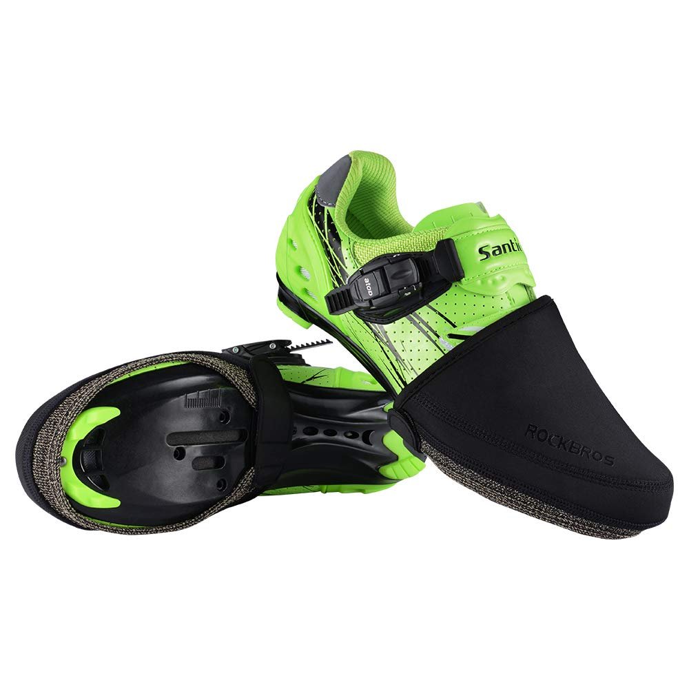 ROCKBROS Cycling Shoe Covers Bike Toe Covers Winter Toe Warmers Cycling Overshoes Protectors Kevlar Black S/M(6-8US)
