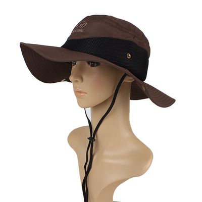 Kafeimali Men/Women Camping Hats Outdoor Quick-Dry Hat Sun Bucket Fishing Cap (Brown)