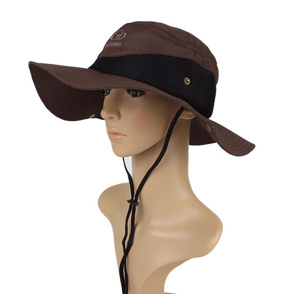 Kafeimali Men/Women Camping Hats Outdoor Quick-Dry Hat Sun Bucket Fishing Cap (Brown)