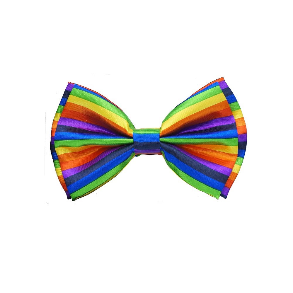 LAfashionist Men's Novelty Tuxedo Wedding Party Adjustable Satin Rainbow Multicolor Bowtie (Rainbow Banded)