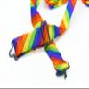 LAfashionist Men's Novelty Tuxedo Wedding Party Adjustable Satin Rainbow Multicolor Bowtie (Rainbow Banded) view 2