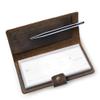 PEGAI Handmade Personalized Leather Checkbook Covers For Personal Checkbook | 100% Distressed Leather Checkbook Cover & Wallet | Business Checkbook Cover | Clark (Chestnut) view 2