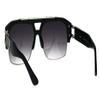 Dweebzilla Gazelle B-Boy Square Metal & Plastic Retro Aviator Sunglasses (Black & Silver Frame, Black) view 4