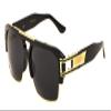 Dweebzilla Gazelle B-Boy Square Metal & Plastic Retro Aviator Sunglasses (Black & Gold Frame, Black) view 1