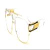 Dweebzilla Gazelle B-Boy Square Metal & Plastic Retro Aviator Sunglasses (Transparent & Gold Frame, Clear) view 1
