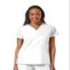 Maevn - EON V-Neck Pocket Scrub Top, Scrub Shirts for Women with Coolmax Technology, 2-Way Stretch Soft Scrubs for Women, Wrinkle-Resistant and Quick-Dry Scrub T Shirt White view 1