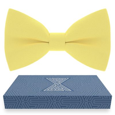Bow Tie House Men's Classic Pre-Tied Bow Tie Formal Solid Tuxedo (Large, Lemon)
