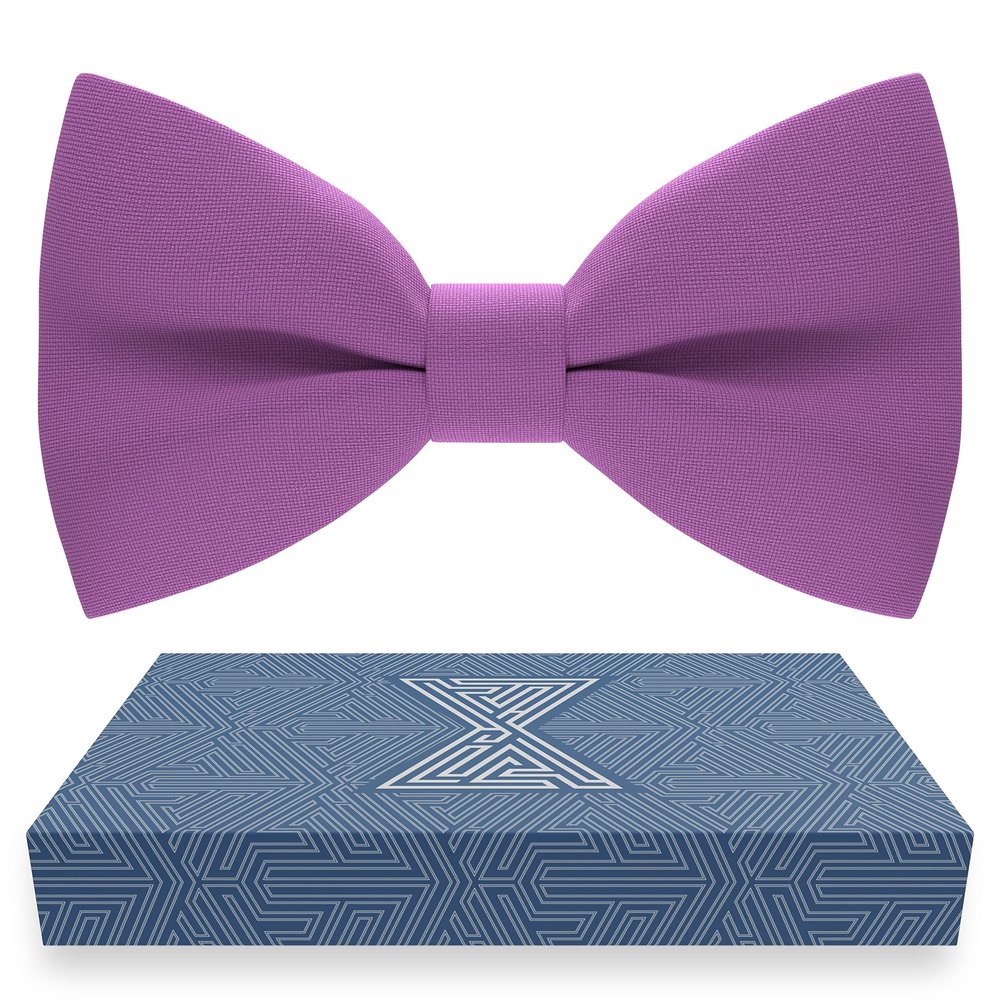 Bow Tie House Men's Classic Pre-Tied Bow Tie Formal Solid Tuxedo (Large, Mauve Rose)