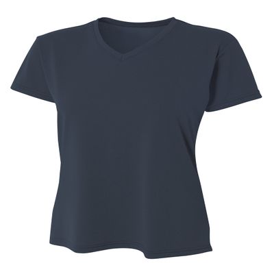 A4 Womens Topflight Heather Tee, Small, Navy