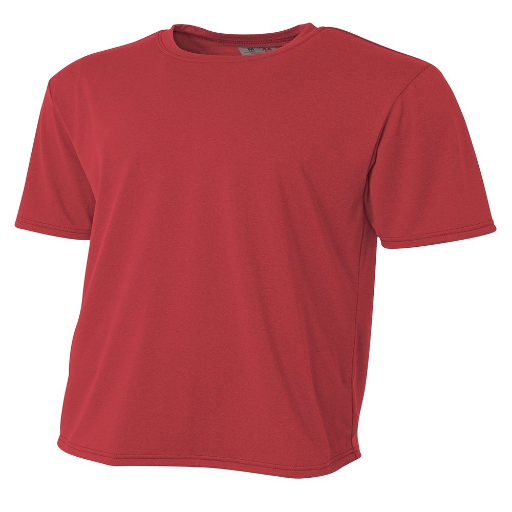 A4 Mens Topflight Heather Tee, Small, Scarlet