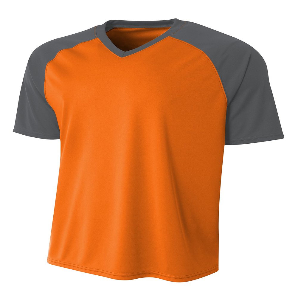 A4 Mens Strike Raglan Tee, XL, Safety Orange/Graphite
