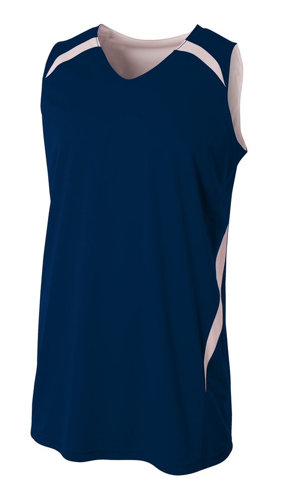 A4 Mens Double Double Jersey, 3XL, Navy/White