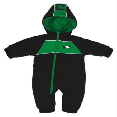 NCAA North Dakota Newborn "Kick-Off" Puffer Bodysuit, Black, 6-9 Months