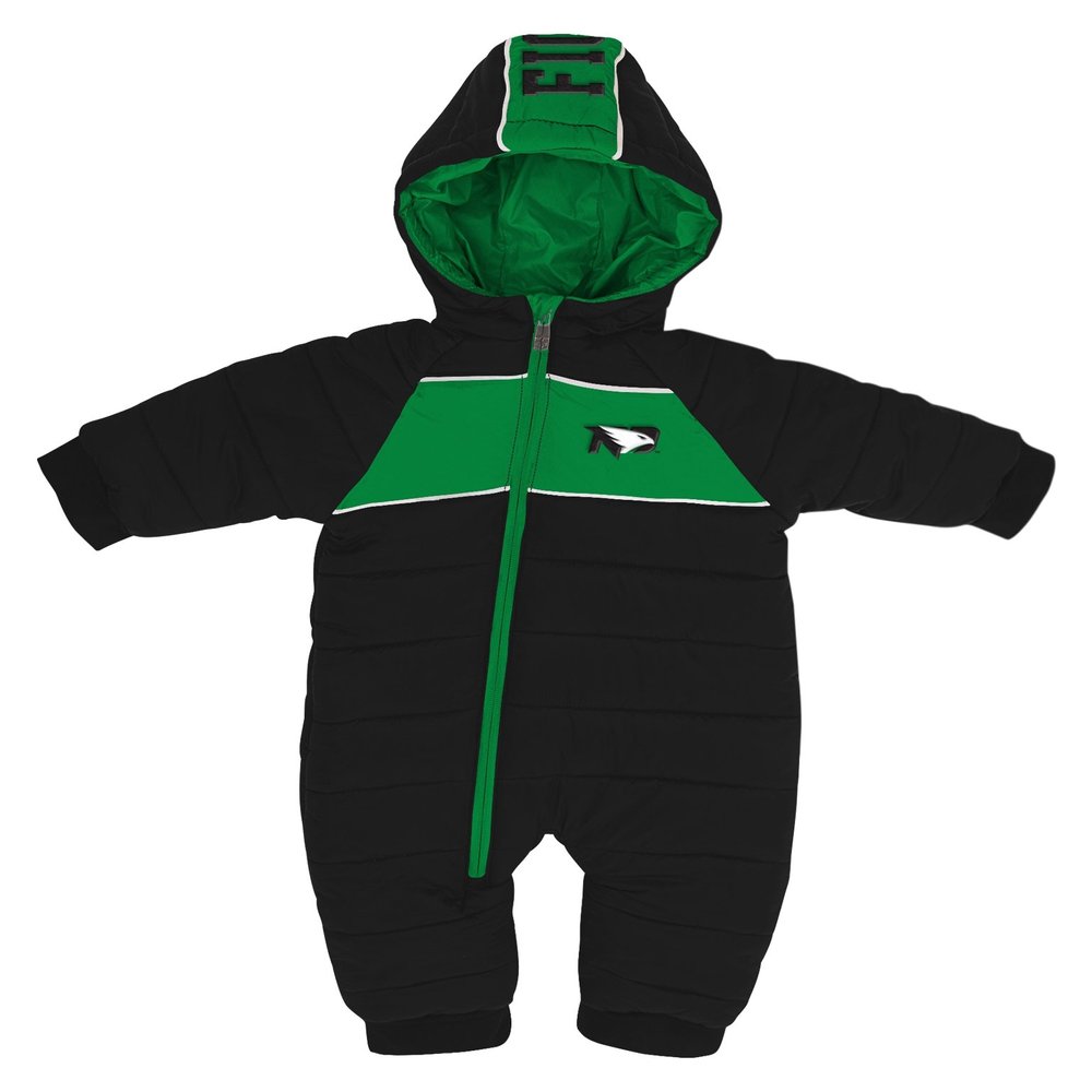 NCAA North Dakota Newborn "Kick-Off" Puffer Bodysuit, Black, 6-9 Months