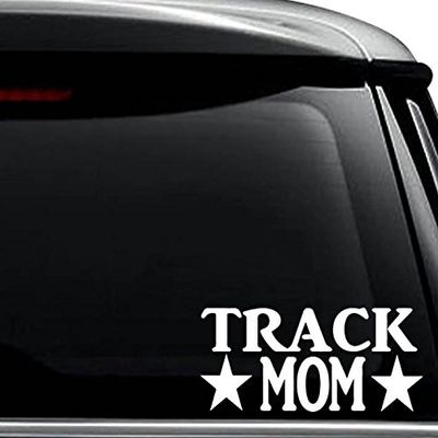 Track Mom Running Decal Sticker For Use On Laptop, Helmet, Car, Truck, Motorcycle, Windows, Bumper, Wall, and Decor Size- [20 inch] / [50 cm] Wide / Color- Gloss Black