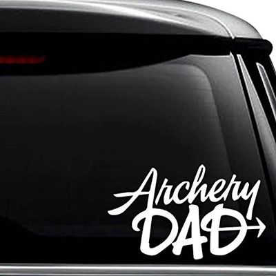 Archery Dad Decal Sticker For Use On Laptop, Helmet, Car, Truck, Motorcycle, Windows, Bumper, Wall, and Decor Size- [20 inch] / [50 cm] Wide / Color- Gloss White