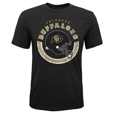 NCAA Colorado Buffaloes Youth Boys "Cannon Ball" Short Sleeve Tri-blend Tee, Black, Youth Large(14-16)