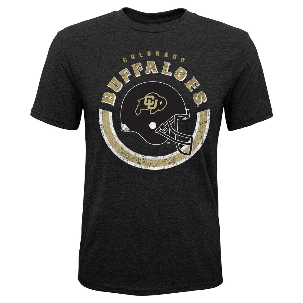 NCAA Colorado Buffaloes Youth Boys "Cannon Ball" Short Sleeve Tri-blend Tee, Black, Youth Large(14-16)