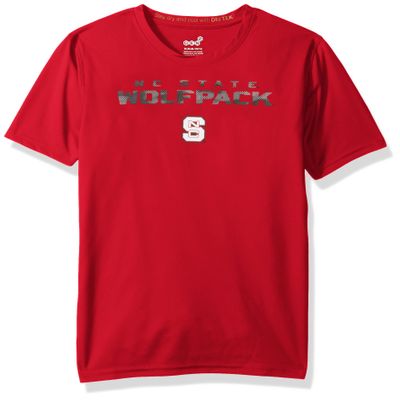 NCAA North Carolina State Wolfpack Youth Boys "Nebula" Dri-Tek Short Sleeve Tee, Dark Red, Youth Medium(10-12)