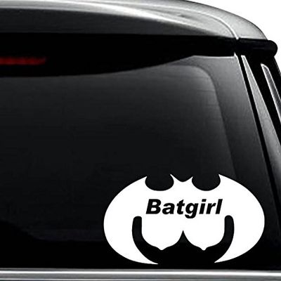 Batgirl Boobs Tits Funny Decal Sticker For Use On Laptop, Helmet, Car, Truck, Motorcycle, Windows, Bumper, Wall, and Decor Size- [20 inch] / [50 cm] Wide / Color- Gloss Black
