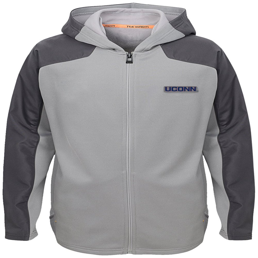 NCAA Connecticut Huskies Youth Boys "Delta" Full Zip Jacket, Magna Pique Heather, Youth Large(14-16)