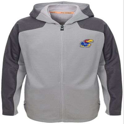 NCAA by Outerstuff NCAA Kansas Jayhawks Youth Boys "Delta" Full Zip Jacket, Magna Pique Heather, Youth X-Large(18)