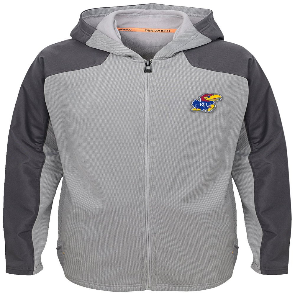 NCAA by Outerstuff NCAA Kansas Jayhawks Youth Boys "Delta" Full Zip Jacket, Magna Pique Heather, Youth X-Large(18)