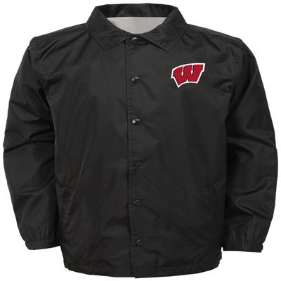 NCAA Wisconsin Badgers Youth Boys "Bravo" Coaches Jacket, Black, Youth X-Large(18)