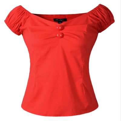 1950s Vintage Retro Dolores Top Rockabilly Pinup (US18, Red)