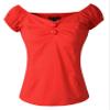 1950s Vintage Retro Dolores Top Rockabilly Pinup (US18, Red) view 1
