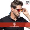 ATTCL Driving Polarized Sunglasses for Men: Lightweight Al-Mg Metal Frame UV400 Protection Classic Square for Travel Hiking 6560 black red view 2