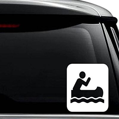 Canoeing Canoe Decal Sticker For Use On Laptop, Helmet, Car, Truck, Motorcycle, Windows, Bumper, Wall, and Decor Size- [20 inch] / [50 cm] Tall / Color- Gloss White