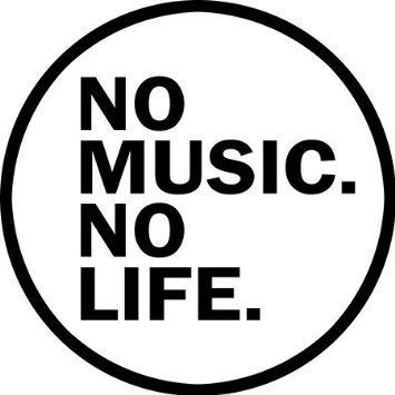 NO Music NO Life Sticker Vinyl Decal by stickerdad - Full Color Printed - (Size: 4" Color: Black/White) - for Windows, Walls, Bumpers, Laptop, Lockers, etc.