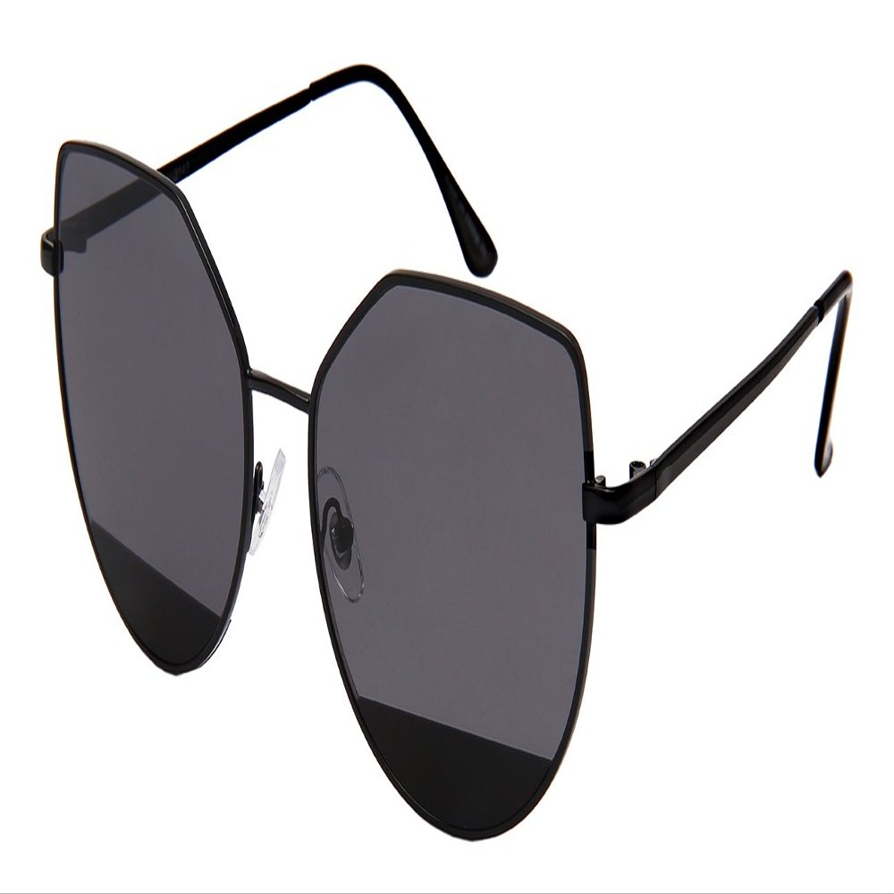 Edge I-Wear Fashionista Cateye Sunnies with Flat Colored Lens 3143-FLREV-3(BLK.sd)