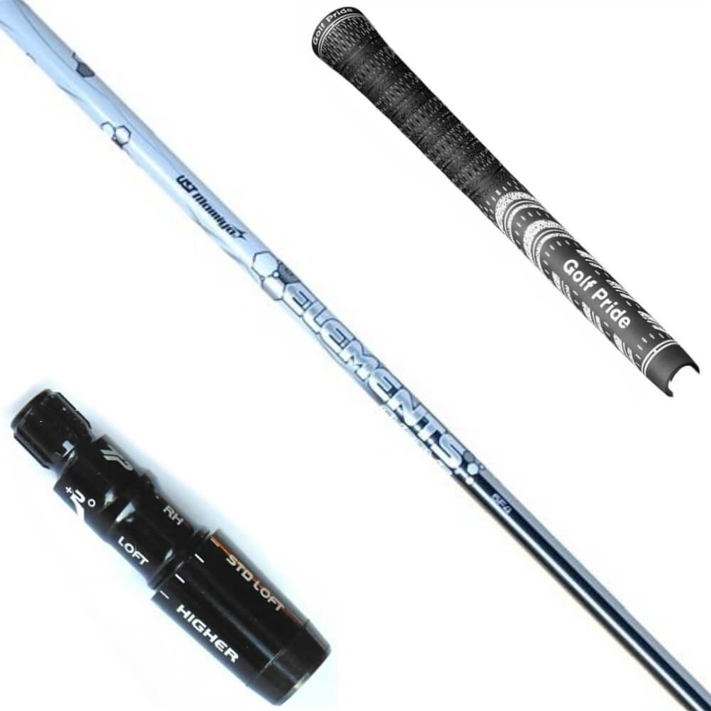 Elements Chrome 6 Driver Shaft - Choose Adapter - Includes Grip & TSF Ball Marker (Flex X Stiff) (Adapter - Callaway Optiforce)