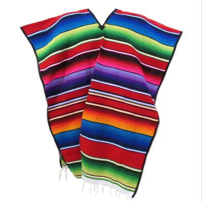 Leos Imports Mexican Sarape Serape Poncho Adult (Red)