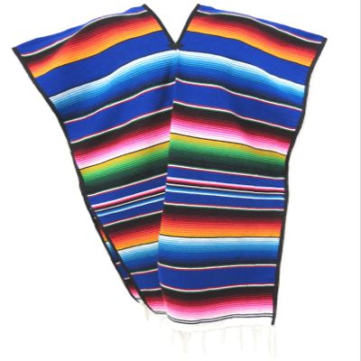 Leos Imports Mexican Sarape Serape Poncho Adult (Blue)